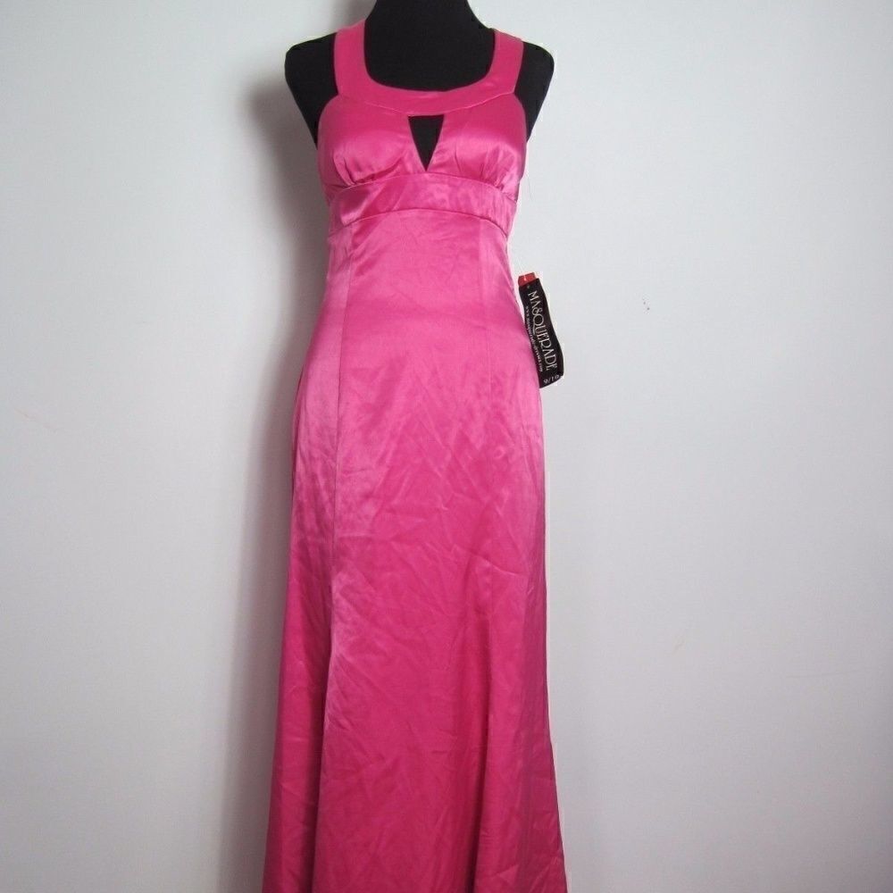 Dress Magenta Barbie Pink Hot Pink Medium M  Gown Ball Criss Cross